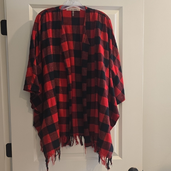 Red and Black Plaid Women's Cardigan - Picture 1 of 1